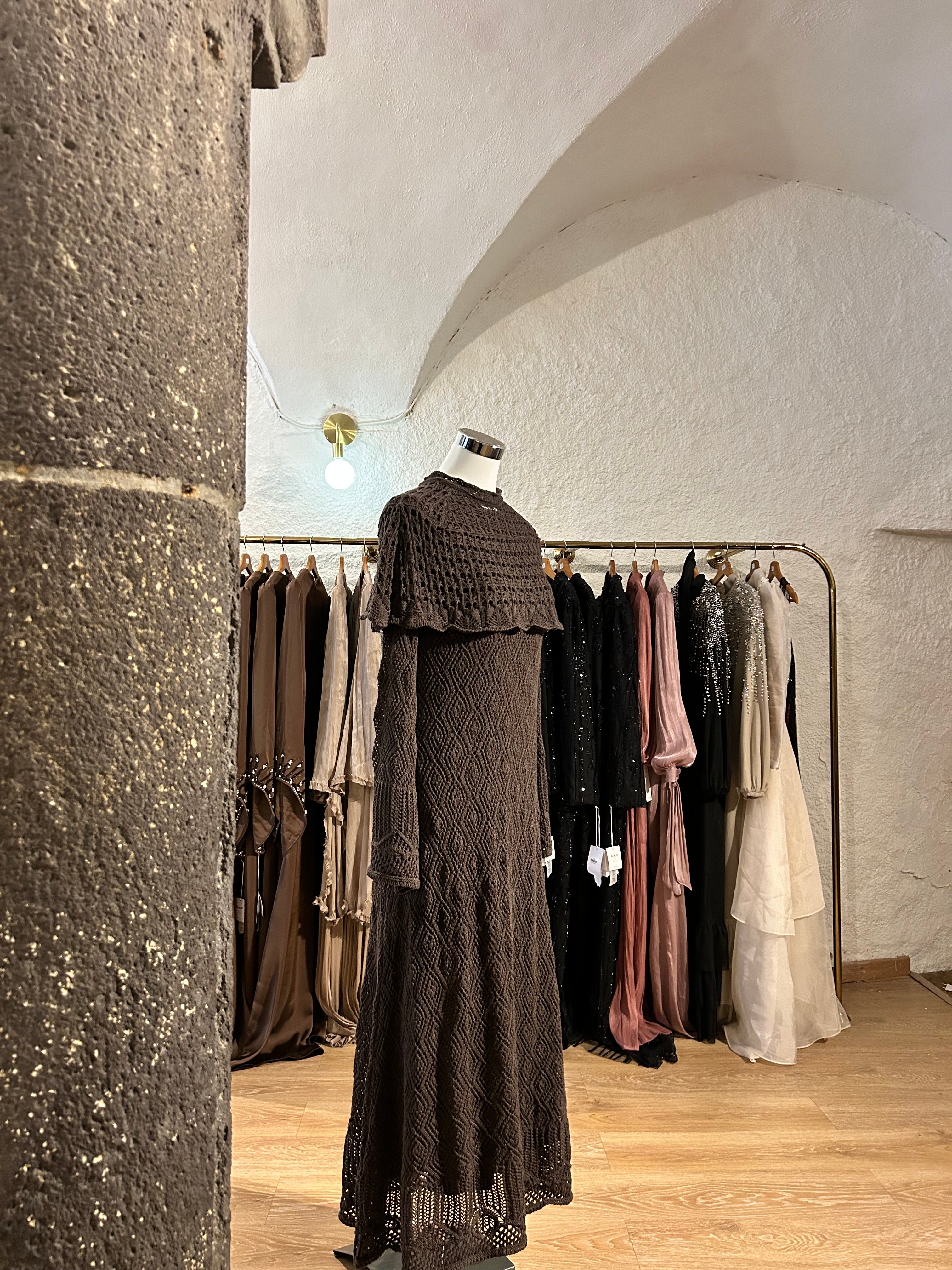 Robe Marron Dentelle